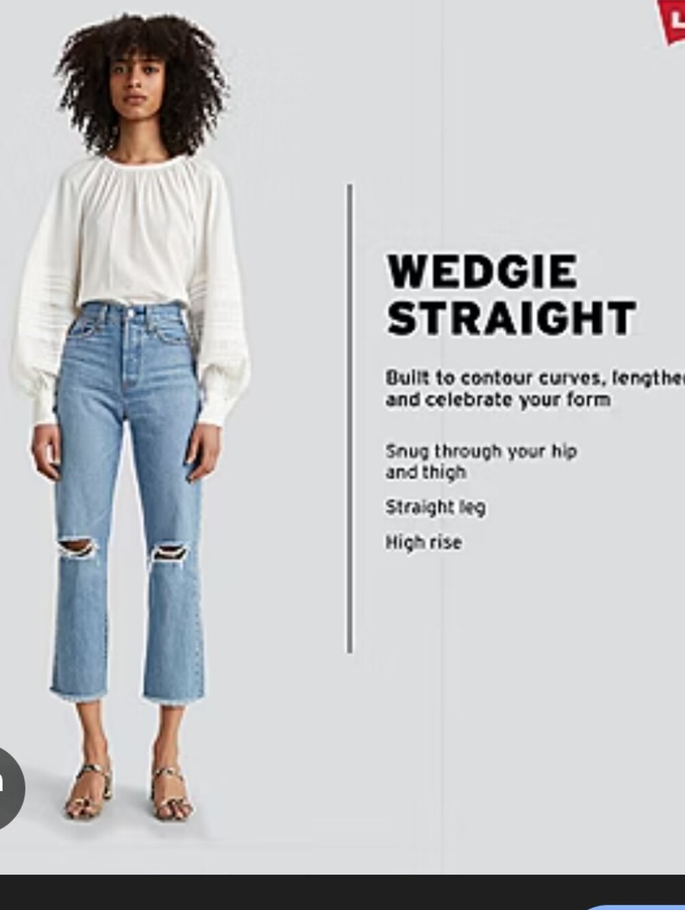 LEVI Wedgie Straight - Light Wash/Distressed Size 28" - Picture 2 of 11